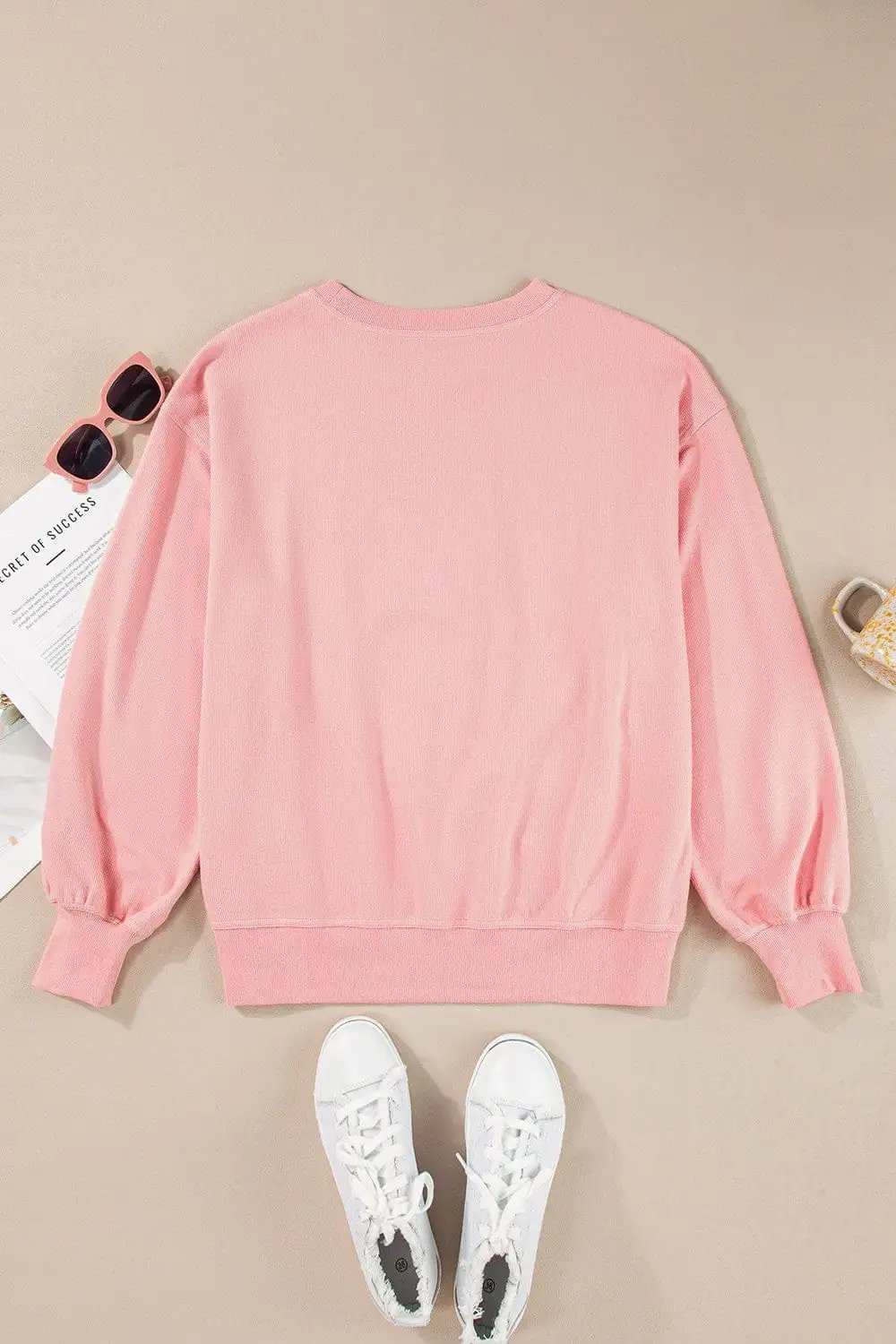 Round Neck Long Sleeve Sweatshirt - Trendsi - Flyclothing LLC