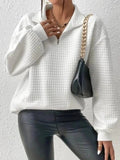 Collared Neck Long Sleeve Sweatshirt - Trendsi