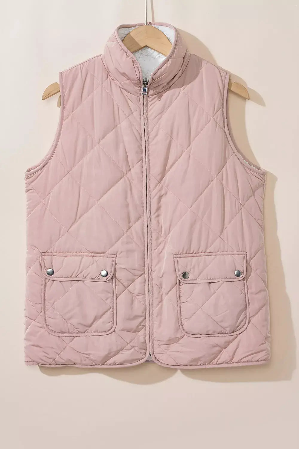 Quilted Sherpa-Lined Vest Coat - Trendsi - Flyclothing LLC