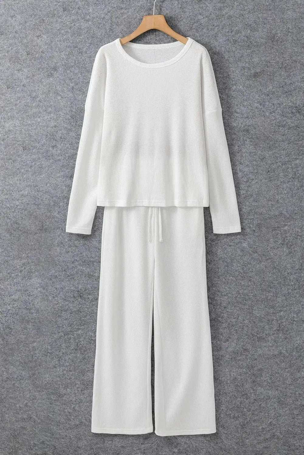 Round Neck Long Sleeve Top and Drawstring Pants Lounge Set - Trendsi - Flyclothing LLC