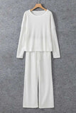 Round Neck Long Sleeve Top and Drawstring Pants Lounge Set - Trendsi - Flyclothing LLC