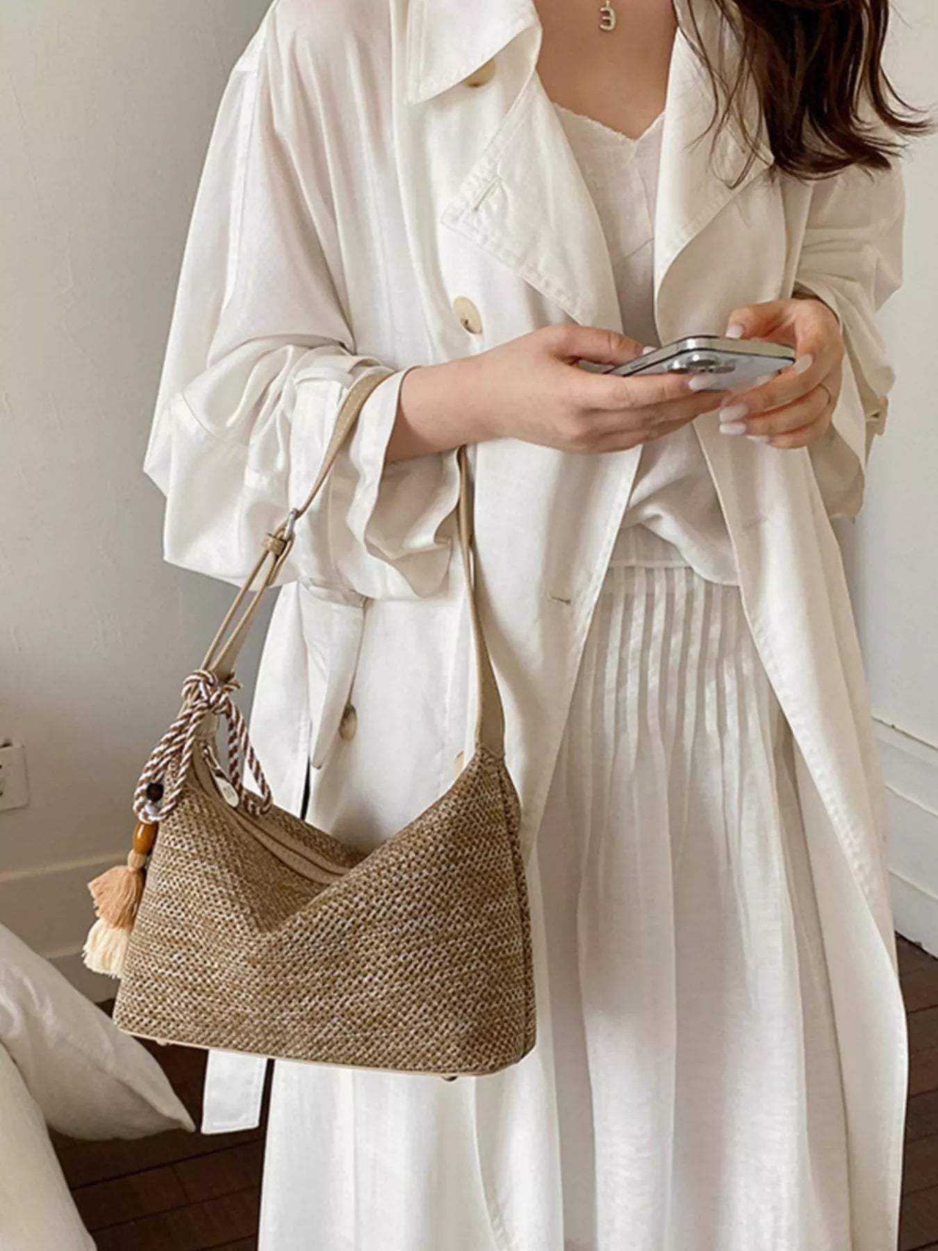 Woven Shoulder Bag with Tassel - Trendsi - Flyclothing LLC