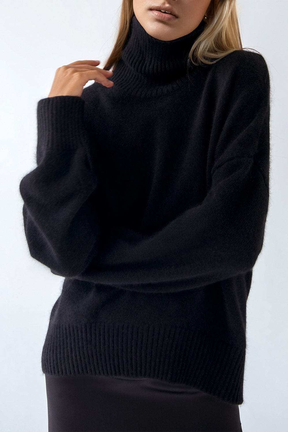 Basic Bae Turtleneck Dropped Shoulder Long Sleeve Sweater - Trendsi - Flyclothing LLC