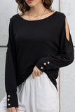 Cutout Round Neck Long Sleeve Top - Trendsi