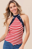 BiBi Stripe Jersey with Star Halter Neck with Tie Back - Trendsi