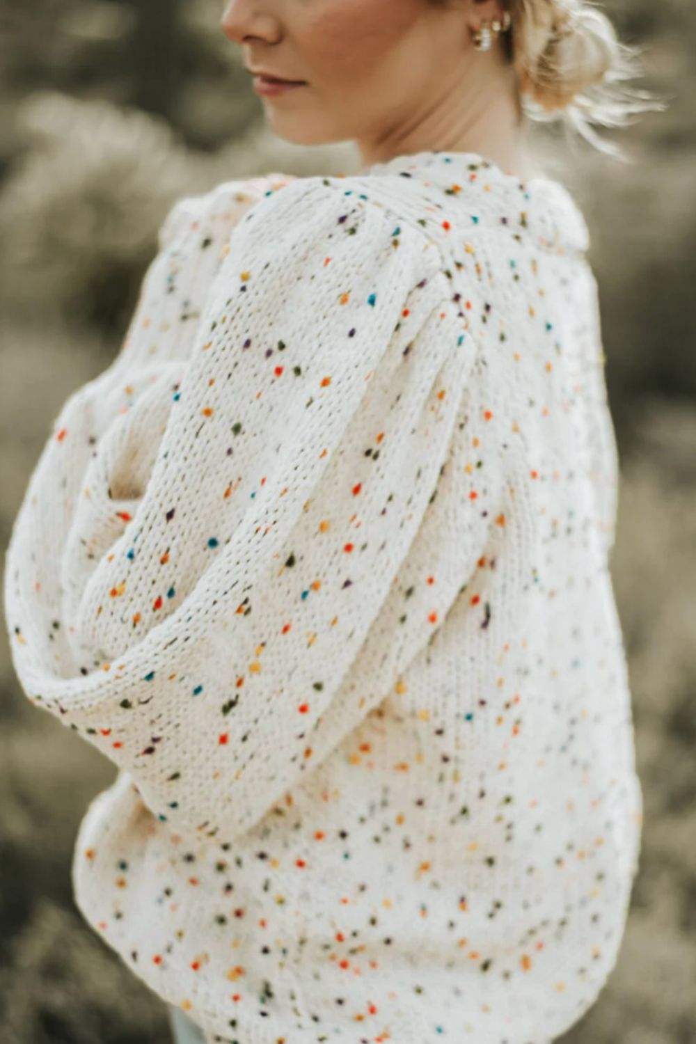 Confetti Round Neck Long Sleeve Sweater - Trendsi - Flyclothing LLC
