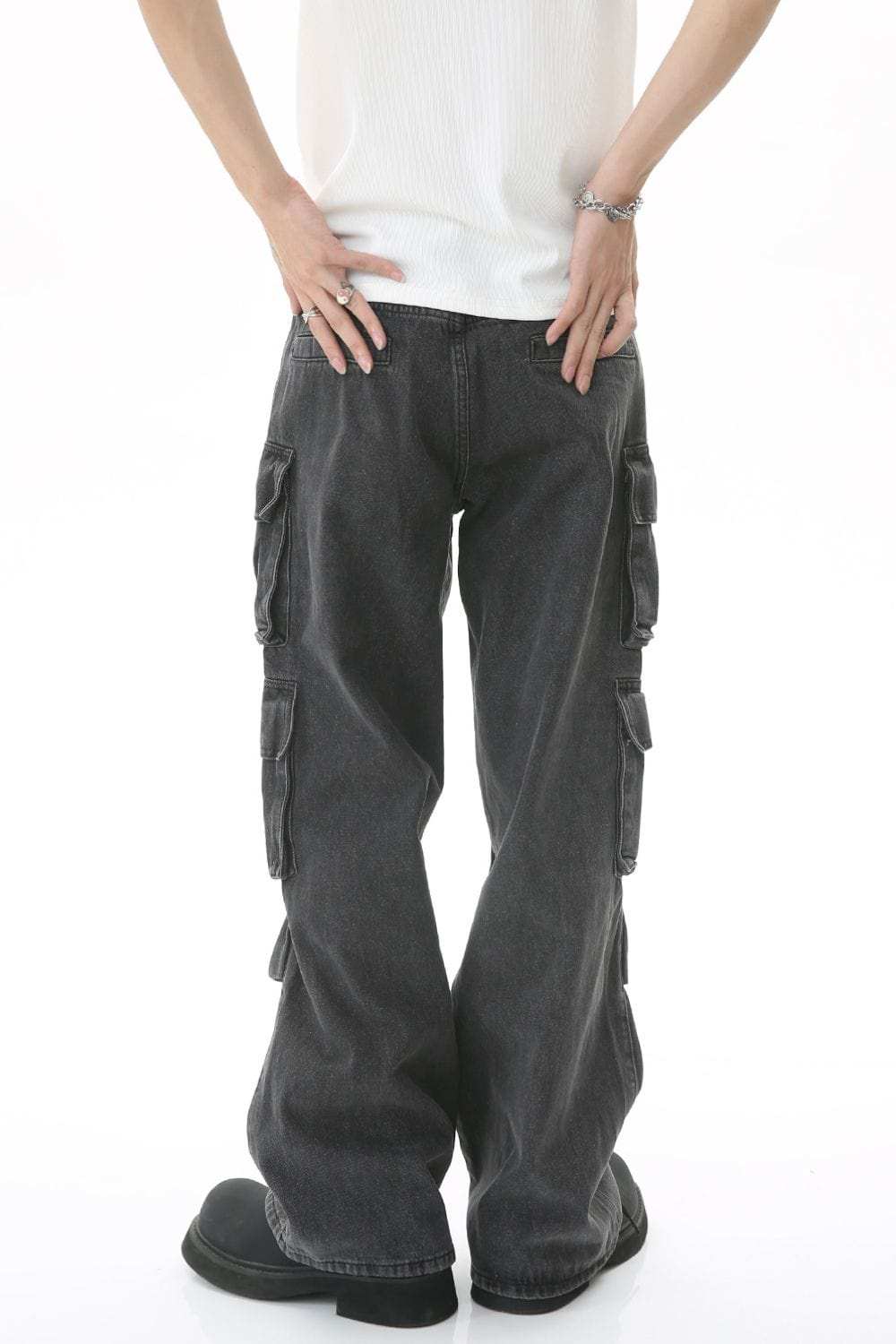 Men's Multi-Pocket Pleated Cargo Jeans - Trendsi - Flyclothing LLC