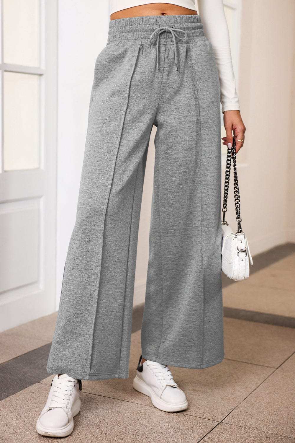 Drawstring Wide Leg Pants with Pockets - Trendsi - Flyclothing LLC