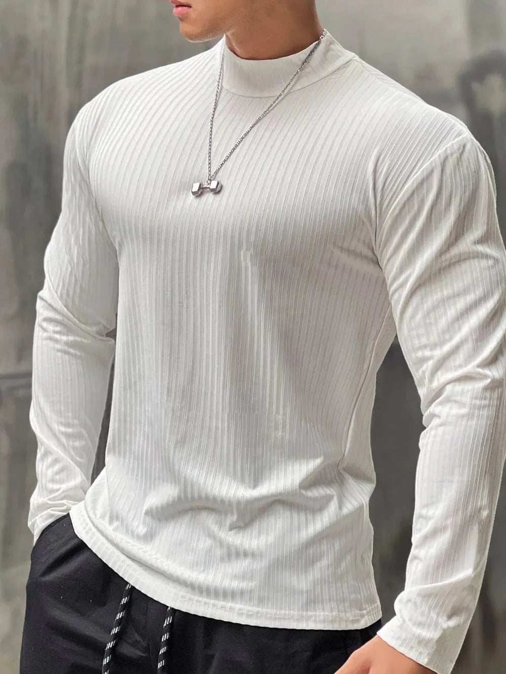 Men's Mock Neck Long Sleeve T-Shirt - Trendsi - Flyclothing LLC