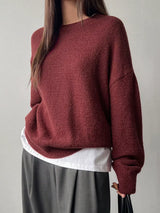 Full Size Cozy Knit Round Neck Oversized Sweater Plus Size - Trendsi - Flyclothing LLC