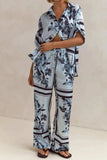 Printed Button Up Shirt and Pants Set - Trendsi - Flyclothing LLC