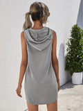 Drawstring Sleeveless Hooded Mini Dress - Trendsi