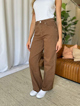 RFM Full Size High Rise Garment Dye Wide Leg Jeans - Trendsi - Flyclothing LLC