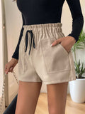 Perfee Frill Drawstring Shorts with Pockets - Trendsi - Flyclothing LLC