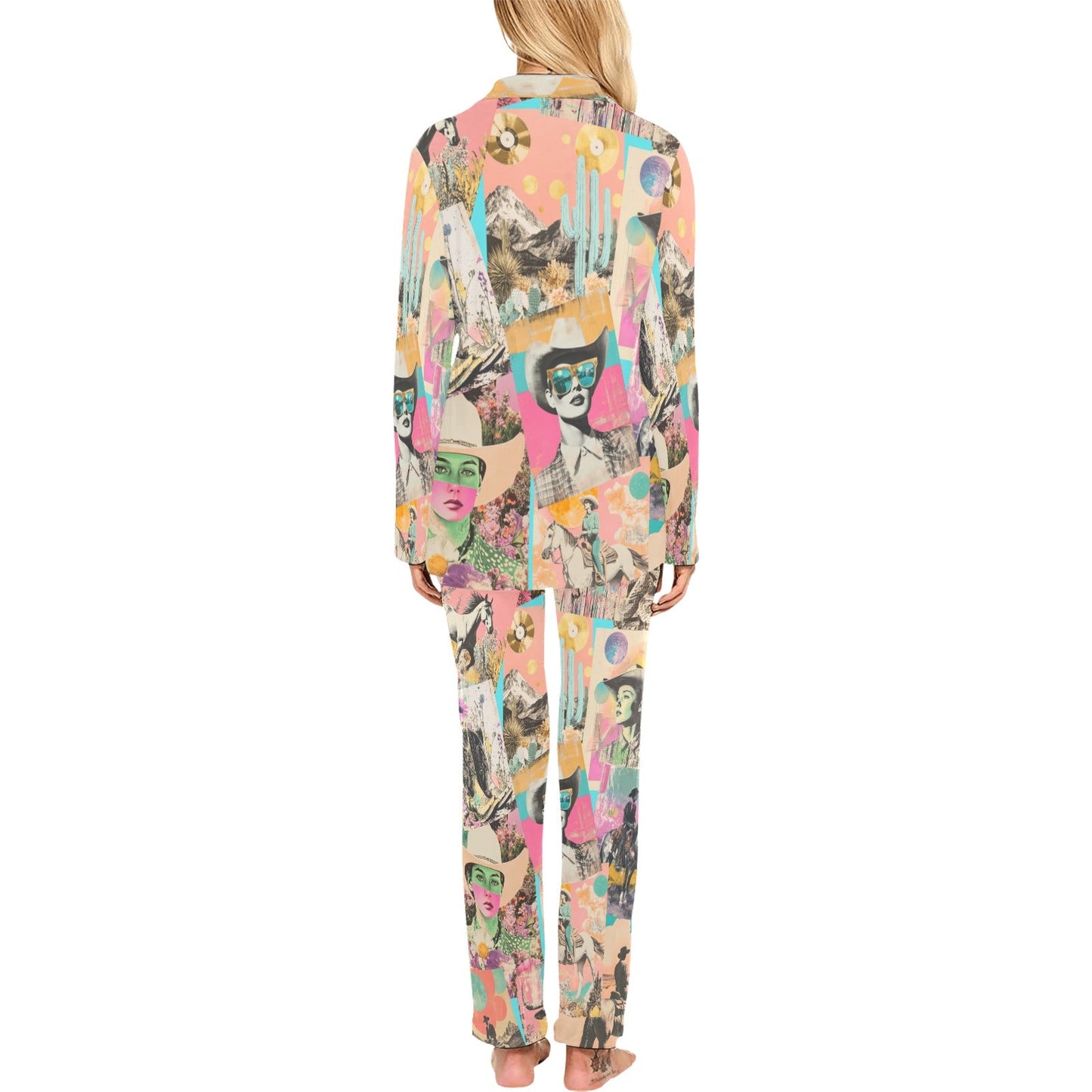 Baha Ranch Retro Pop Western Collage Pajama Set - Baha Ranch Western Wear - Flyclothing LLC