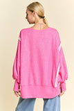 Davi & Dani Side Slit High-Low Lantern Sleeve Knit Top - Trendsi