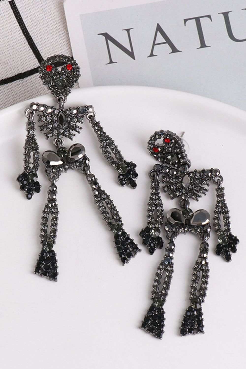Skeleton Shape Glass Stone Dangle Earrings - Trendsi - Flyclothing LLC