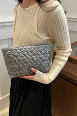 Ruched Heart Clutch with Zipper - Trendsi