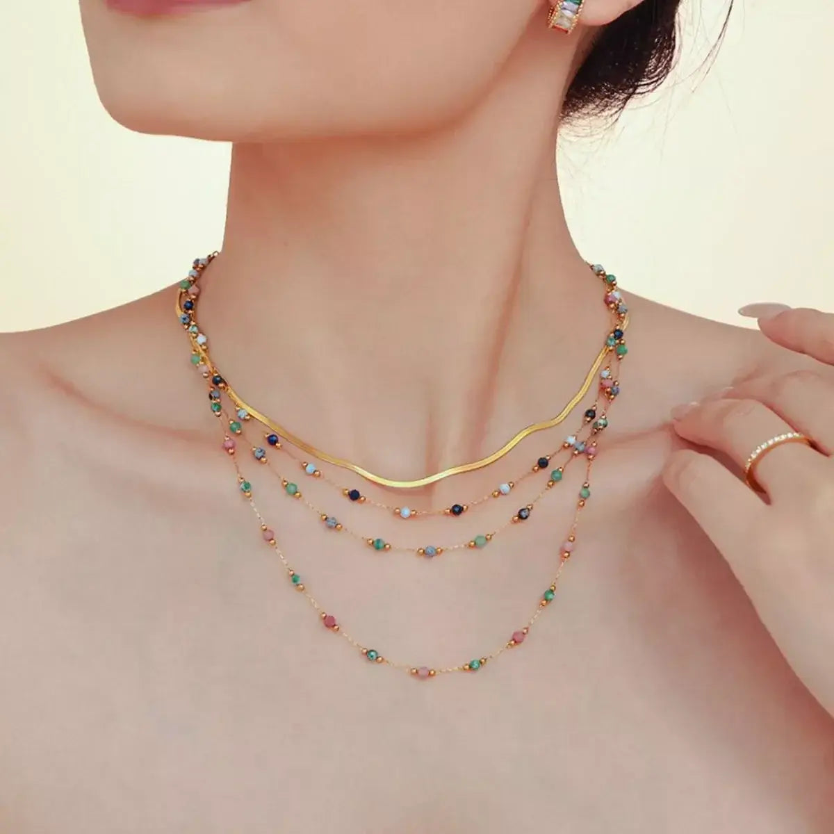 18K Gold-Plated Titanium Steel Necklace - Trendsi - Flyclothing LLC