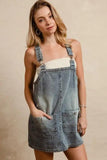 BiBi Washed Adjustable Strap Denim Overall Dress - Trendsi