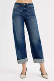 RISEN Slouchy Crop Barrel Cuffed Jeans - Trendsi - Flyclothing LLC