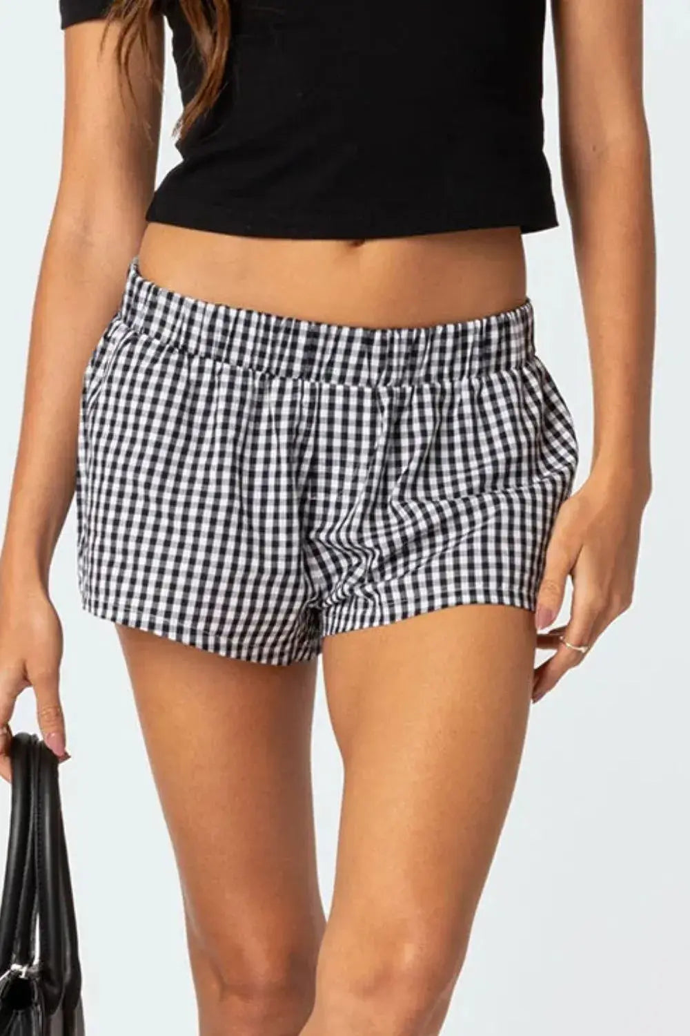 Plaid Elastic Waist Shorts - Trendsi - Flyclothing LLC