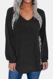 Full Size Leopard V-Neck Long Sleeve T-Shirt - Trendsi