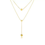 18K Gold-Plated Double Layered Geometric Necklace - Trendsi - Flyclothing LLC