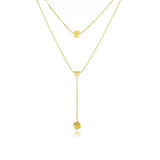 18K Gold-Plated Double Layered Geometric Necklace - Trendsi - Flyclothing LLC