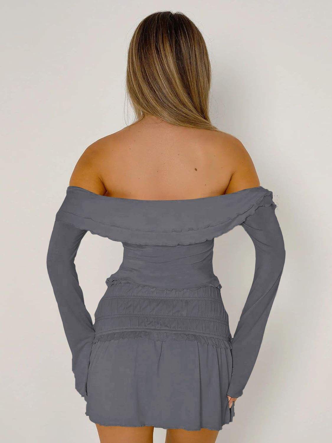 Devine Twisted Ruffled Off-Shoulder Long Sleeve T-Shirt - Trendsi - Flyclothing LLC