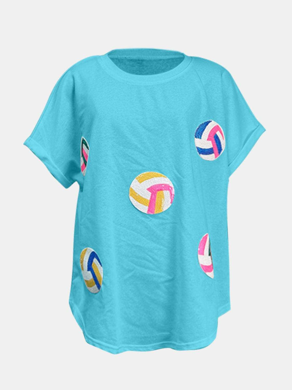 Sequin Round Neck Short Sleeve T-Shirt - Trendsi - Flyclothing LLC