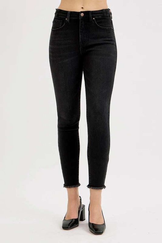 RISEN Full Size Tummy Control High Rise Adjustable Waist Skinny Jeans Plus Size - Trendsi - Flyclothing LLC