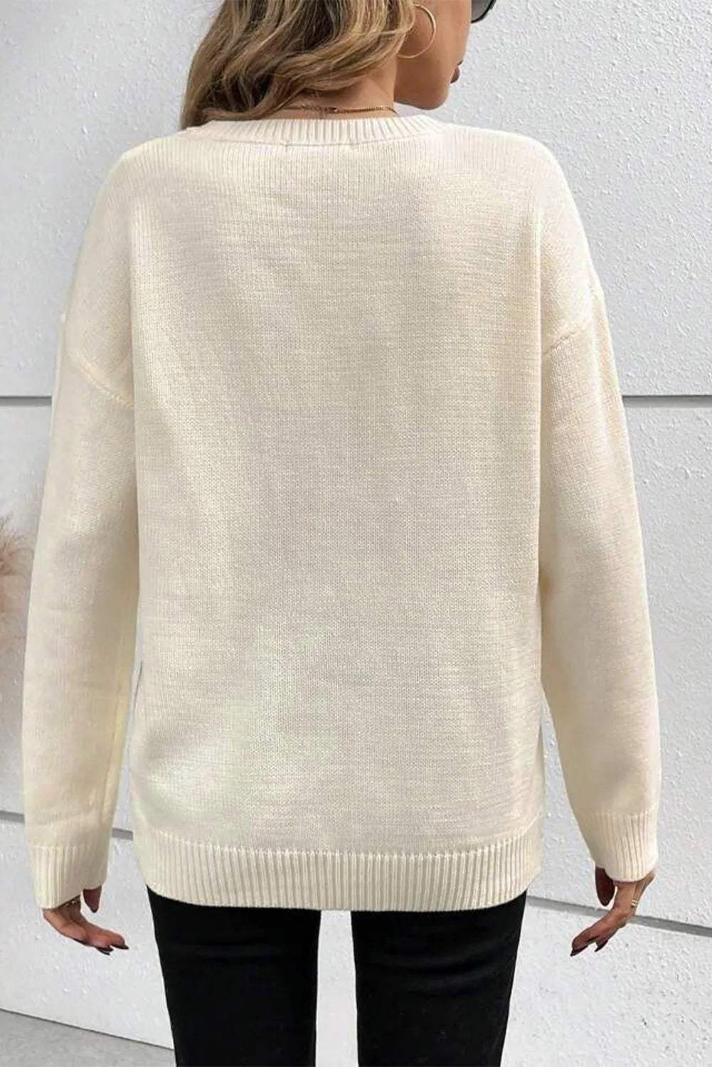 BOO Round Neck Long Sleeve Sweater - Trendsi - Flyclothing LLC