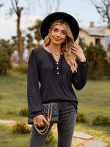 Puff Sleeve Ruffle Trim Blouse - Trendsi - Flyclothing LLC