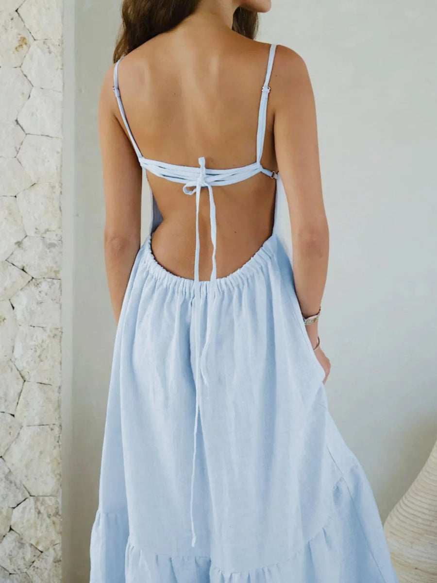 Tiered Maxi Cami Dress with Ruffled Hem - Trendsi - Flyclothing LLC