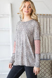 Heimish Full Size Leopard Exposed Seam Contrast T-Shirt - Trendsi