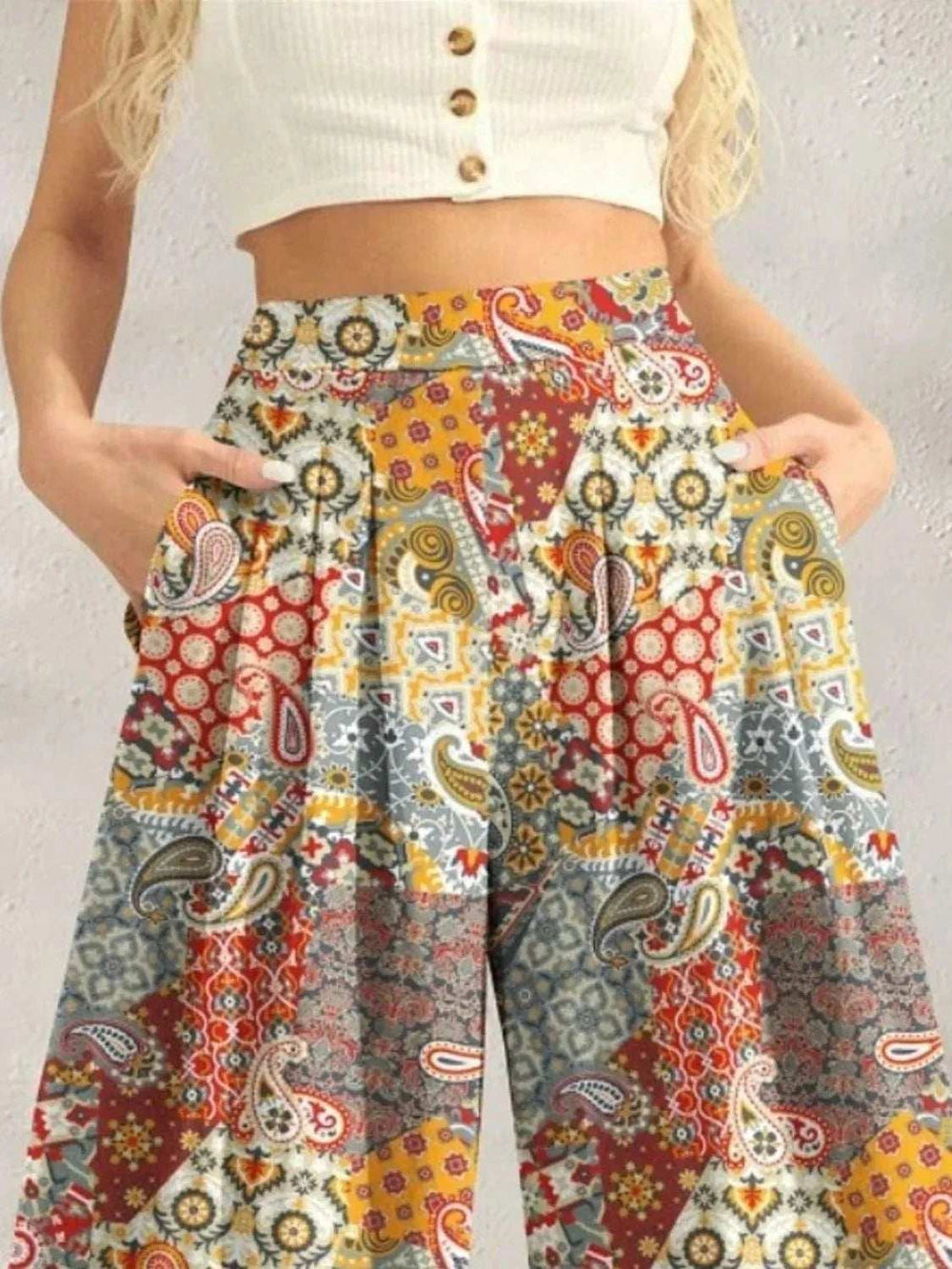Printed Wide Leg Pants - Trendsi - Flyclothing LLC