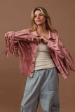 BiBi Suede Fringe Long Sleeve Jacket - Trendsi - Flyclothing LLC