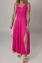 Side Slit Scoop Neck Wide Strap Dress - Trendsi - Flyclothing LLC