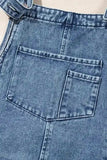 Distressed Bib Pocket Wide Leg Denim Overalls - Trendsi - Flyclothing LLC