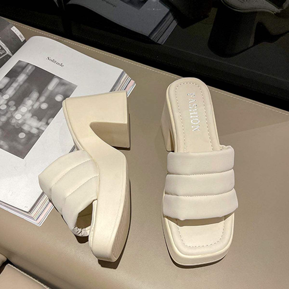 Open Toe Block Heel Sandals - Trendsi - Flyclothing LLC