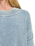 Zenana Washed Side Slit Oversized Sweater - Trendsi - Flyclothing LLC