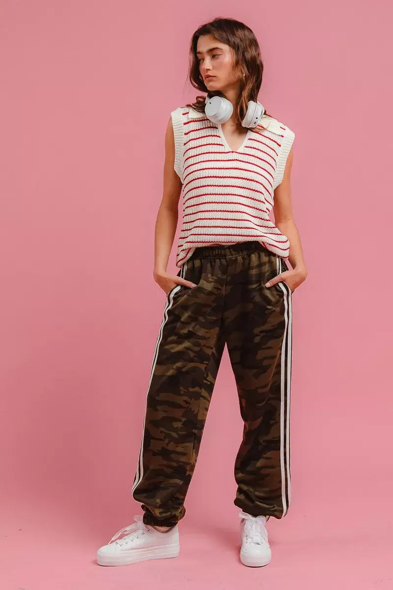 BiBi Side Lines Camouflage Track Pants - Trendsi - Flyclothing LLC