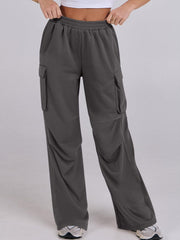 Elastic Waist Wide Leg Pants with Pockets - Trendsi