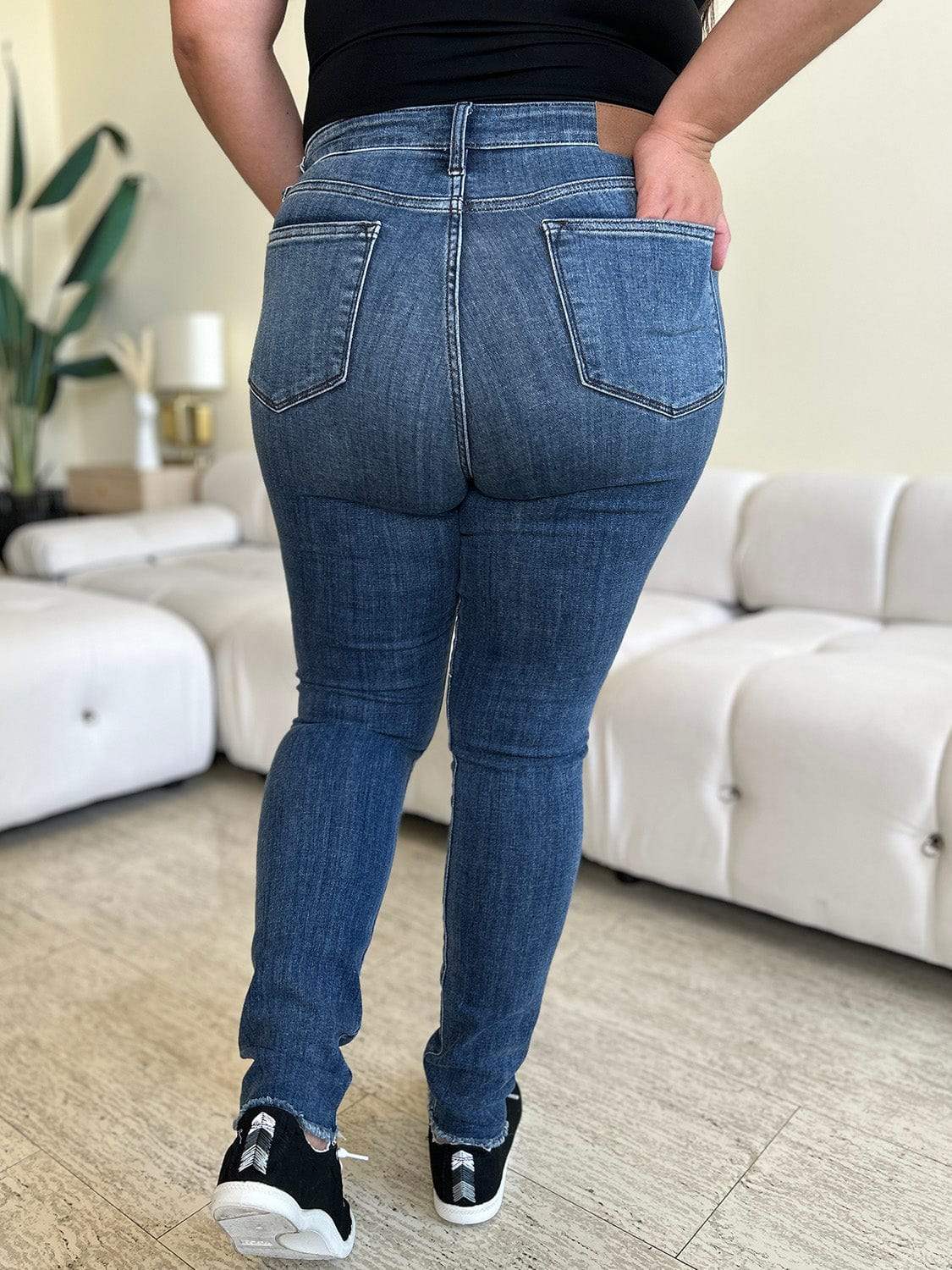 Judy Blue Full Size High Waist Distressed Skinny Jeans - Trendsi - Flyclothing LLC