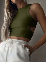 Cutout Round Neck Tank - Trendsi - Flyclothing LLC