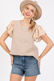 Ces Femme Round Neck Floral Short Sleeve Top - Trendsi