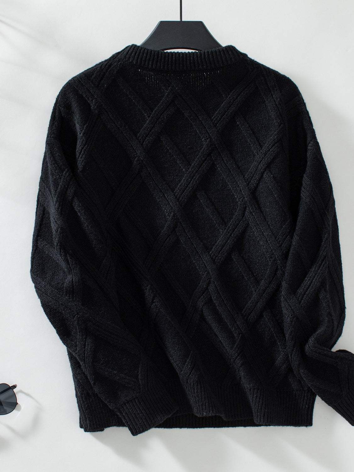 Geometric Round Neck Long Sleeve Sweater - Trendsi - Flyclothing LLC
