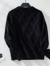 Geometric Round Neck Long Sleeve Sweater - Trendsi - Flyclothing LLC