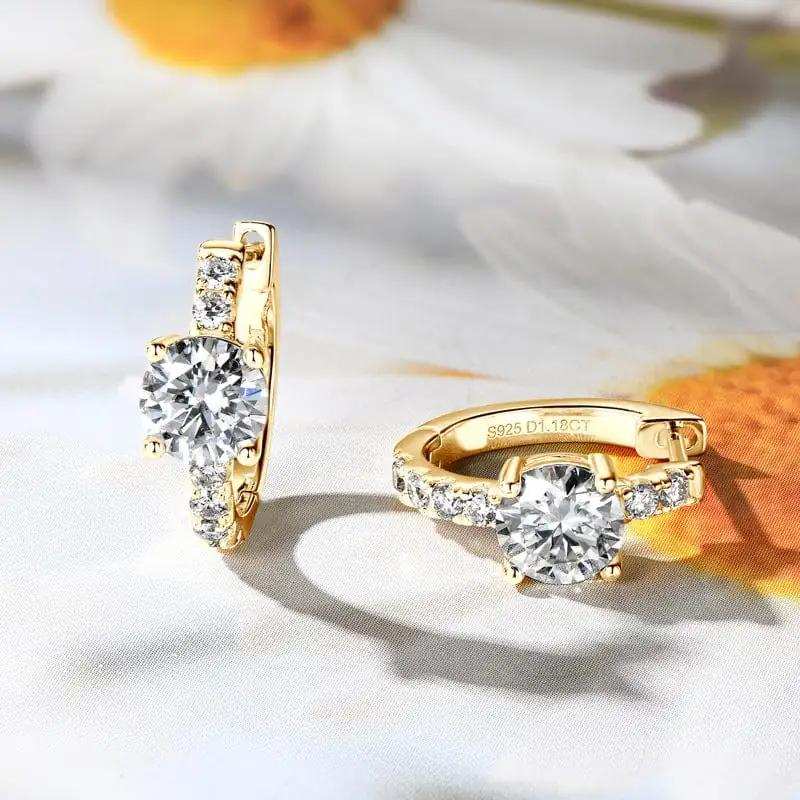 2.36 Carat Moissanite Zircon 925 Sterling Silver Hoop Earrings - Trendsi - Flyclothing LLC